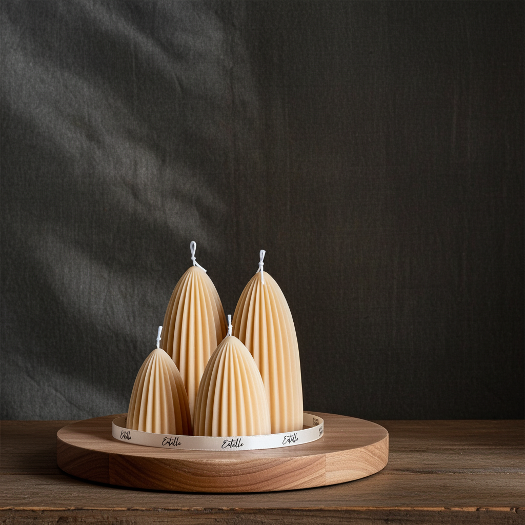 Ribbed Soy Candle Set | Conical Pillar Candles, Decor